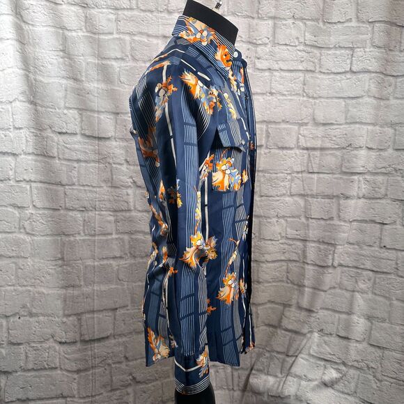 Lee Western Acorn Autumn Men's Small Long Sleeve Cowboy Shirt Extra Long Tails - Picture 8 of 11